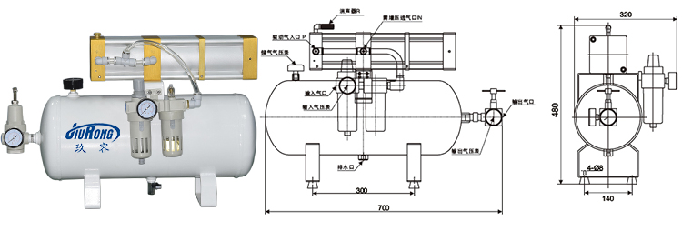 3倍空氣增壓閥外形尺寸圖（tú）